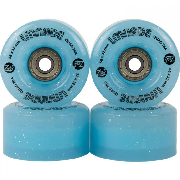 lmnade skate wheels Blue Translucent Glitter *NEW* LMNADE Zest Quad Skate Wheels - 58mm - 5 COLOURS
