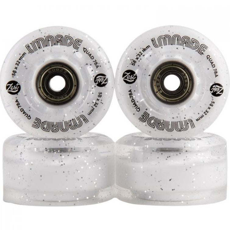 lmnade skate wheels Clear Translucent Glitter *NEW* LMNADE Zest Quad Skate Wheels - 58mm - 5 COLOURS