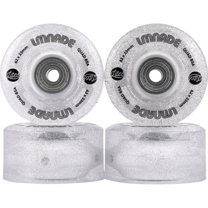 LMNADE skate wheels *NEW* LMNADE Lites Light-Up LED 85a Quad Roller Skate Wheels - Translucent Glitter 62mm