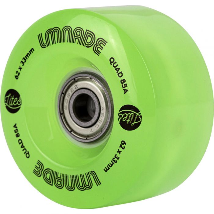 LMNADE skate wheels *NEW* LMNADE Lites LED Light-Up 85a Quad Roller Skate Wheels - Fluo Green 62mm