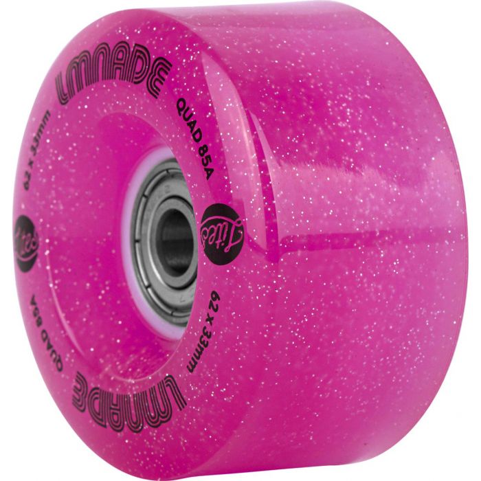 LMNADE skate wheels *NEW* LMNADE Lites LED Light-Up 85a Quad Roller Skate Wheels - Fuchsia Glitter 62mm