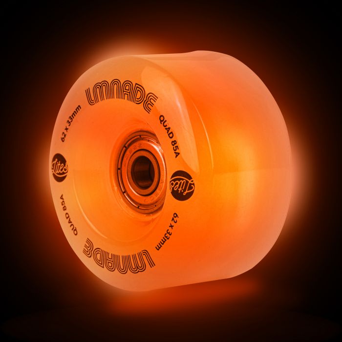 LMNADE skate wheels *NEW* LMNADE Lites LED Light-Up 85a Quad Roller Skate Wheels - Orange 62mm