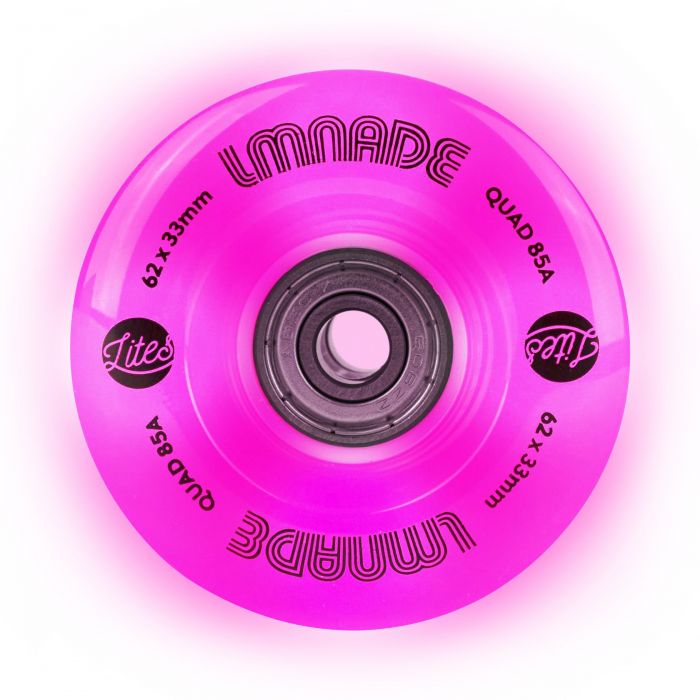 LMNADE skate wheels *NEW* LMNADE Lites LED Light-Up 85a Quad Roller Skate Wheels - Pink 62mm