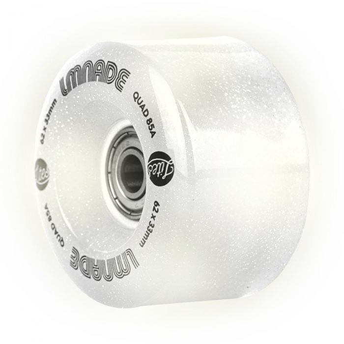 LMNADE skate wheels *NEW* LMNADE Lites LED Light-Up 85a Quad Roller Skate Wheels - Silver Glitter 62mm