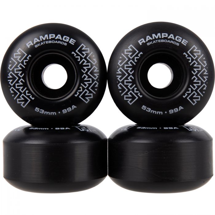 RAMPAGE Skateboard Wheels Black/ White *NEW* Rampage Skateboard Wheels 99A - 53 x 31mm- 6 COLOURS