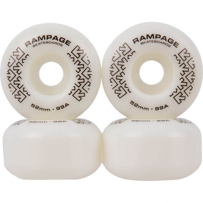 RAMPAGE Skateboard Wheels White/ Black *NEW* Rampage Skateboard Wheels 99A - 52 x 31mm - 2 COLOURS