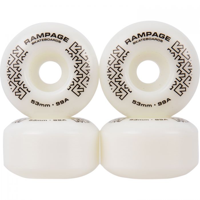 RAMPAGE Skateboard Wheels White/ Black *NEW* Rampage Skateboard Wheels 99A - 53 x 31mm- 6 COLOURS