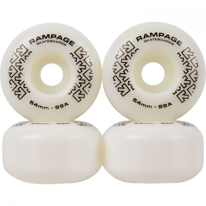 RAMPAGE Skateboard Wheels White/ Black *NEW* Rampage Skateboard Wheels 99A - 54 x 31mm - 2 COLOURS