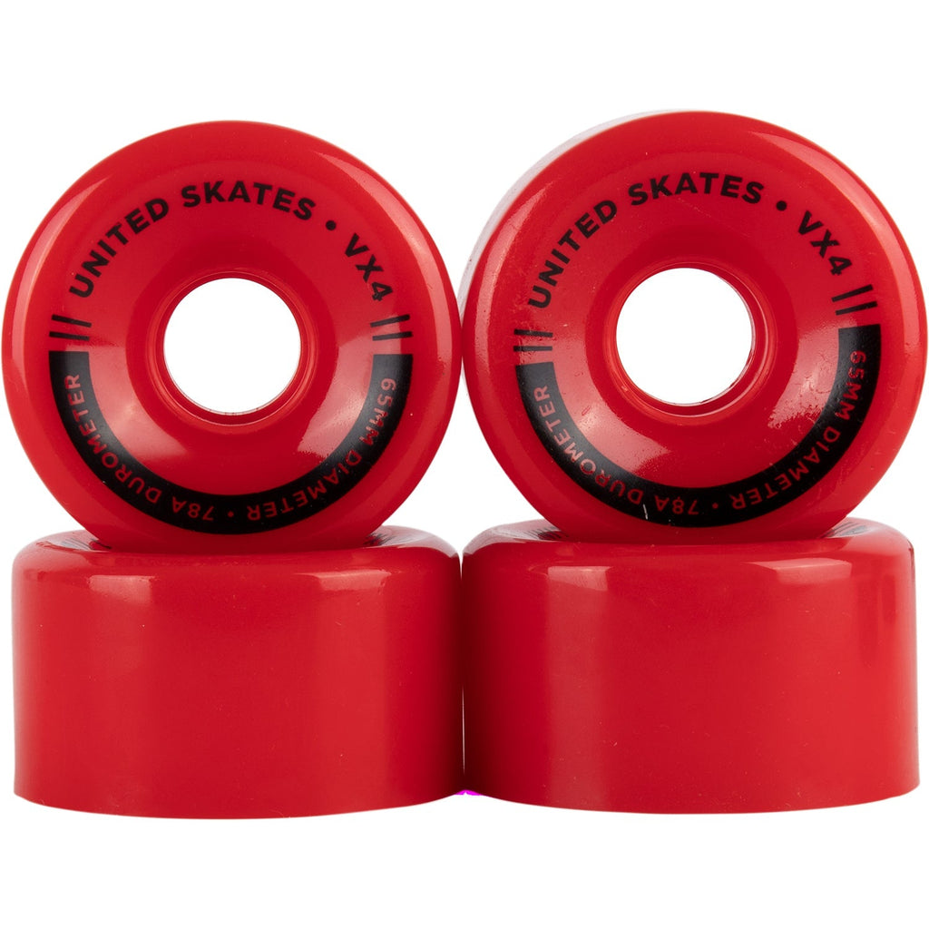 UNITED SKATES skate wheels Red *NEW* United Skates VX4 65mm x 36mm 78A Quad Roller Skate Wheels - 11 COLOURS